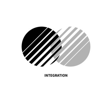Integration, interaction sign. Round business concept. Interact logo, minimal business icon. Abstract circles