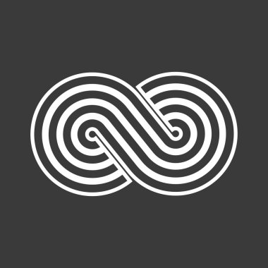 Sonsuz çizgi işareti, soyut geometrik poster, vektör doğrusal, ana şablon. Sonsuzluk düz kontur logosu