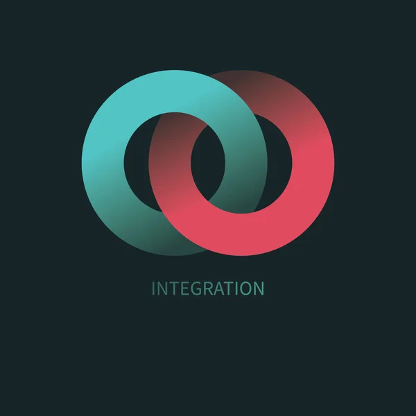 Интеграция Знак Взаимодействия Круглый Бизнес Концепция Интерактивный Логотип Минимальная Бизнес — стоковый вектор
