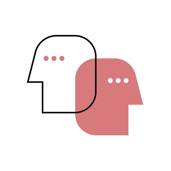 Dois Perfis Pessoas Conectados Logotipo Mínimo Abstrato Psicologia Interação Comunicação —  Vetores de Stock
