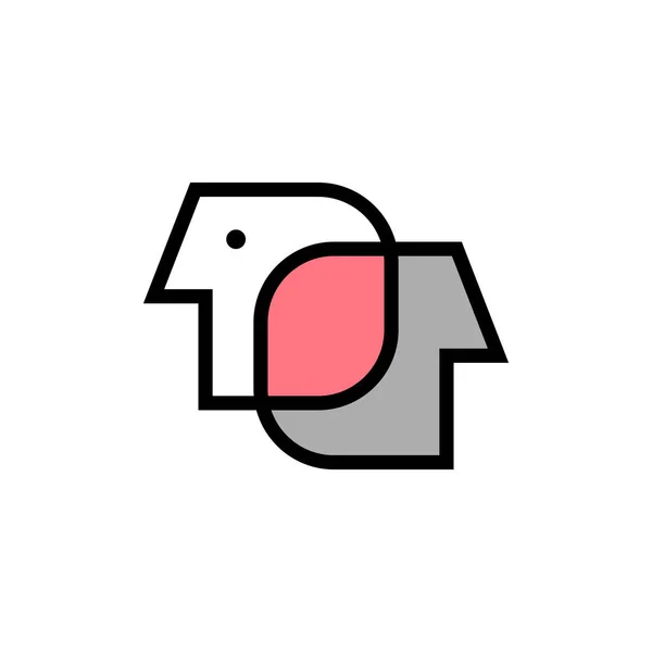Два Профілі Єднань Людей Абстрактний Мінімальний Логотип Психологія Взаємодія Лінійна — стоковий вектор