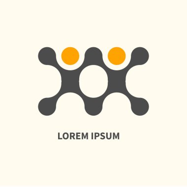 Arkadaşlık, arkadaş logosu, iki bağlantılı insan simgesi. Aile, arkadaşlar logotip, takım