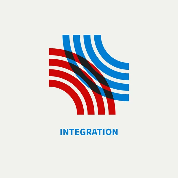 Integration Interaktionsskylt Affärsidé Interakt Logotyp Minimal Affärsikon Abstrakta Former — Stock vektor