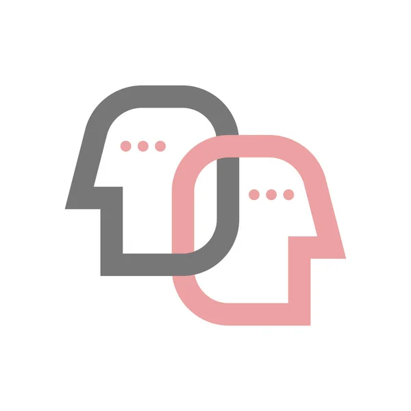 Dois Perfis Pessoas Conectados Logotipo Mínimo Abstrato Psicologia Interação Comunicação — Vetor de Stock