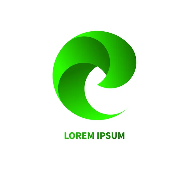 Logo Écologique Vert Boucle Géométrique Abstraite Dégradée Icône Eco — Image vectorielle