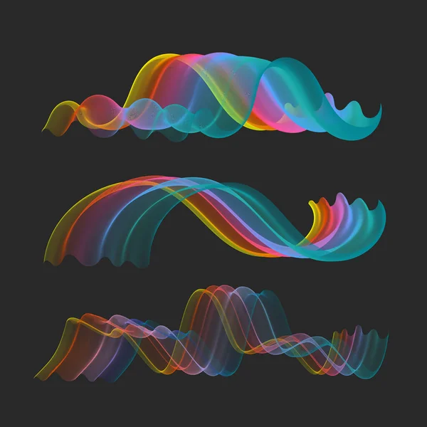 混合细线 集设计元素 波浪形轮廓 彩虹抽象波 — 图库矢量图片