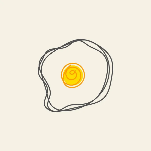 Jajecznica Skecz Szkic Ilustracja Żółtko Biały Logo Śniadaniowe Świeże Jajko — Wektor stockowy