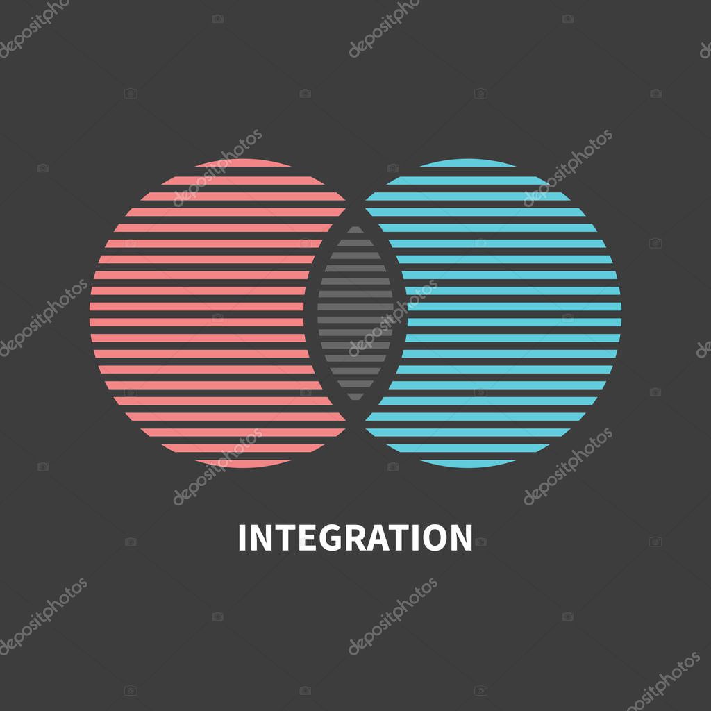 Integration, interaction sign. Business concept. Interact logo, minimal business icon. Abstract shapes
