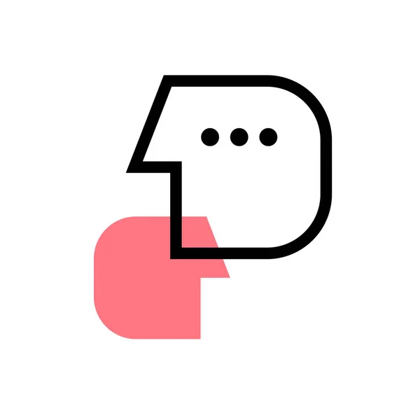 Deux Profils Ligne Connectés Personnes Logo Abstrait Minimal Psychologie Interaction — Image vectorielle