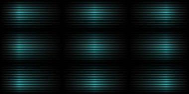 Soyut lazer çizgili yatay parlak arka plan. Ekranı tara. Çizgili teknolojik neon arka plan. Vektör illüstrasyonu