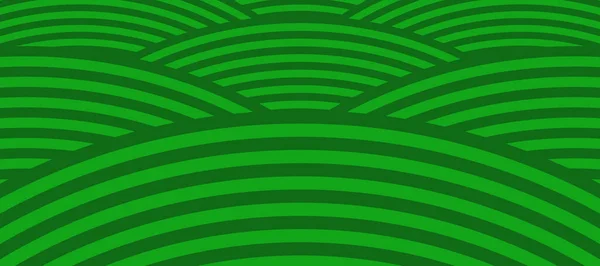 緑のバナー畑の有機抽象的な背景 波状の緑の線天然有機物です 生態学的背景 縞模様の農家緑のパターン — ストックベクタ