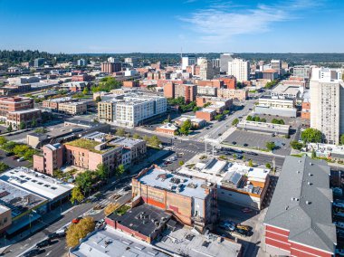 Spokane Washington binaları şehir merkezi.