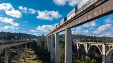 Spokane tren köprüsü Washington ulaşım günü sonbahar