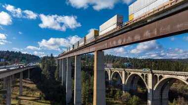 Spokane tren köprüsü Washington ulaşım günü sonbahar