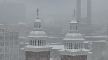 Spokane şehir merkezinde kar yağışı kış yağışı yağışı