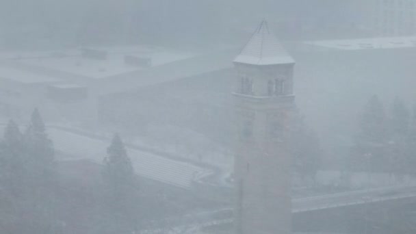 Spokane Şehir Merkezinde Kar Yağışı Kış Yağışı Yağışı — Stok video