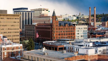 Spokane Washington, şehir merkezindeki hava aracı şehir merkezi.