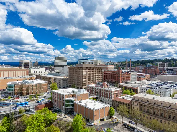 Spokane Stadtzentrum Washington Antenne Stadt Hauptstrasse Zentrum — Stockfoto