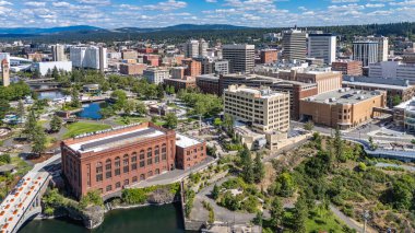 Spokane şehir merkezi Washington hava görüntüsü