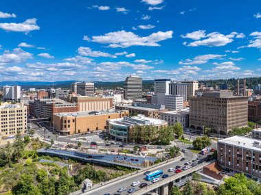 Spokane şehir merkezi Washington hava görüntüsü