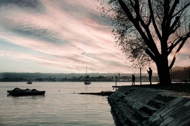 sunset on the lake with daddy