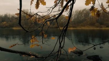 sunset on the river with rain