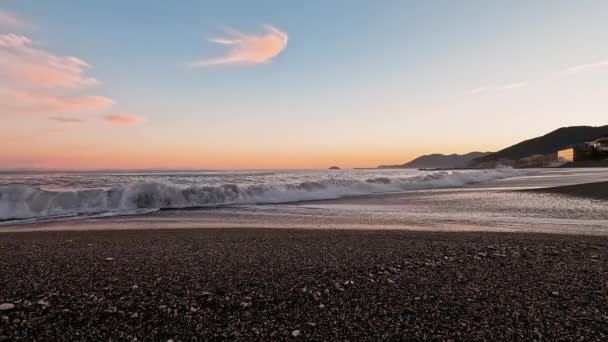 Puesta Sol Playa Mar Mediterráneo — Vídeo de stock