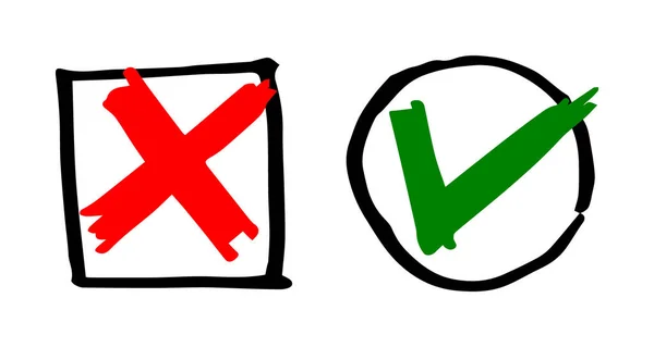 拨弄和交叉黑色标志 灰色校验标记Ok和X图标 在白色背景上隔离 简单的标记图形设计 圆圈符号是和没有按钮投票 矢量说明 — 图库矢量图片
