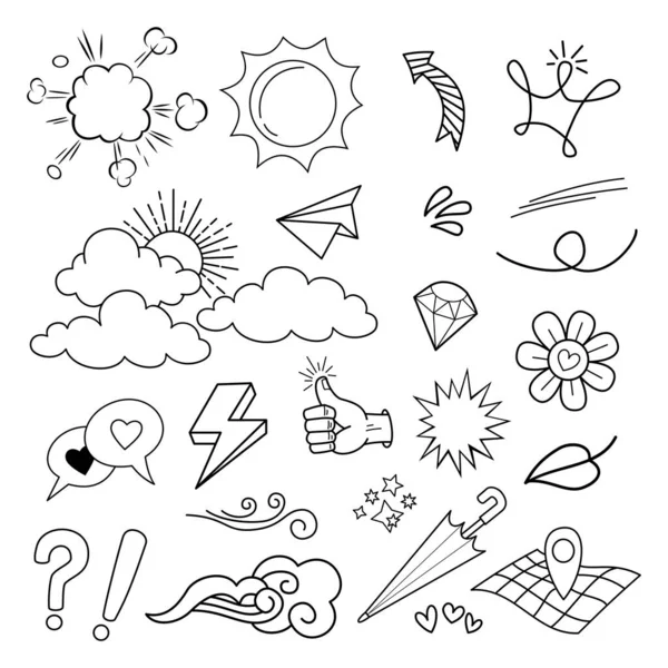 Doodle Vector Set Illustration Hand Draw Line Art Style Vector — 스톡 벡터