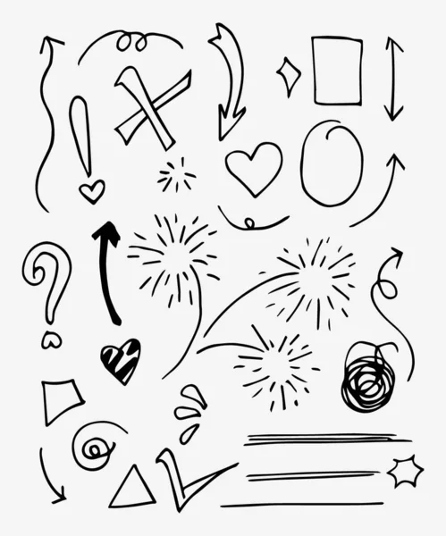 Doodle Vetor Conjunto Ilustração Com Mão Desenhar Linha Arte Estilo —  Vetores de Stock