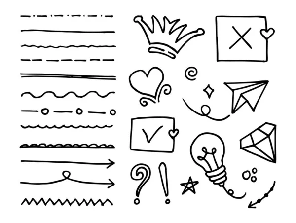 Doodle Διανυσματικό Σύνολο Εικονογράφηση Χέρι Σχέδιο Γραμμή Τέχνη Στυλ Διάνυσμα — Διανυσματικό Αρχείο