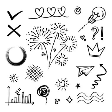 Konsept tasarım için Doodle element vektör kümesi.