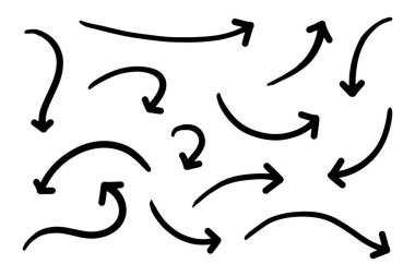 hand drawn arrow set. Doodle vector illustration.