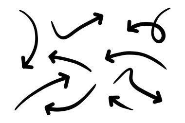 hand drawn arrow set. Doodle vector illustration.