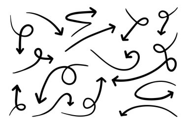 hand drawn arrow set. Doodle vector illustration.