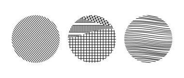 Soyut Yuvarlak, El karalama şekilleri. vektör illüstrasyonu.