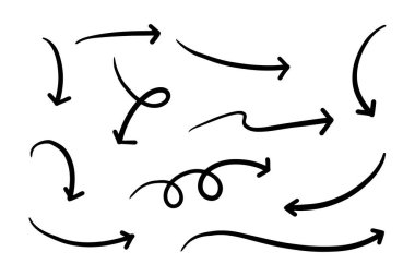 hand drawn arrow set. Doodle vector illustration.