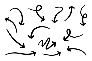 hand drawn arrow set. Doodle vector illustration.