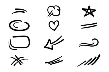 Doodle element vector set, arrow, swirl, star and etc, for concept design.