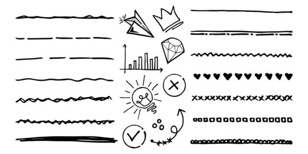 Underline Set Doodles Arrows Check Mark Etc — Stock Vector
