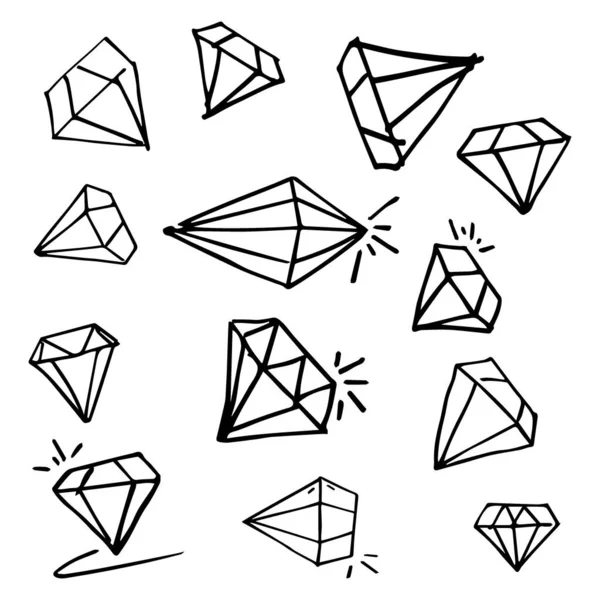 Doodle Kézzel Felhívni Gyémánt Készlet Vektor Illutration — Stock Vector