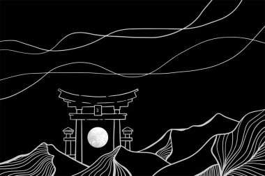 Soyut dağ resmi, soyut arkaplan, çizgi sanatı, Premium Vektör