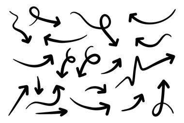 hand drawn arrow set. Doodle vector illustration.