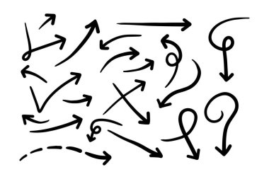 hand drawn arrow set. Doodle vector illustration.