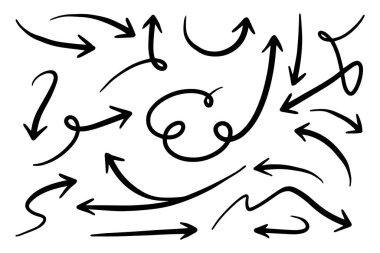 hand drawn arrow set. Doodle vector illustration.
