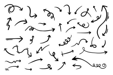hand drawn arrow set. Doodle vector illustration.