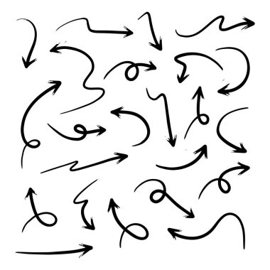hand drawn arrow set. Doodle vector illustration.