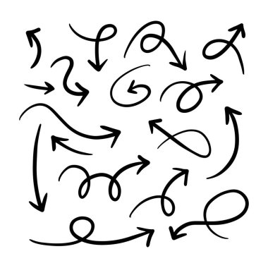 hand drawn arrow set. Doodle vector illustration.