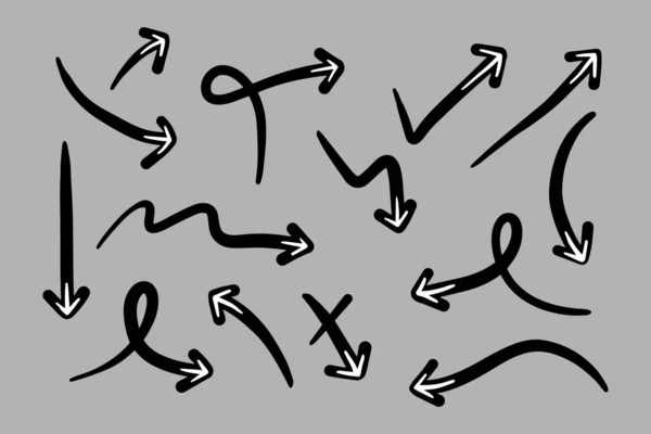 Hand Drawn Arrow Set Doodle Vector Illustration — Stock vektor