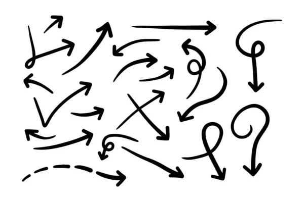 hand drawn arrow set. Doodle vector illustration.